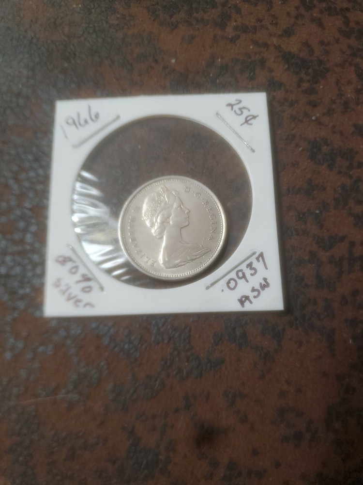 CANADA 1966  80% SILVER 25 CENTS