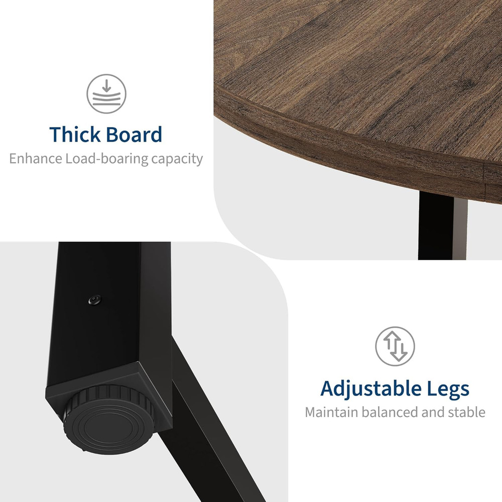 47" round Dining Table for 4, Kitchen Dining Room Table with Sturdy Metal Frame,