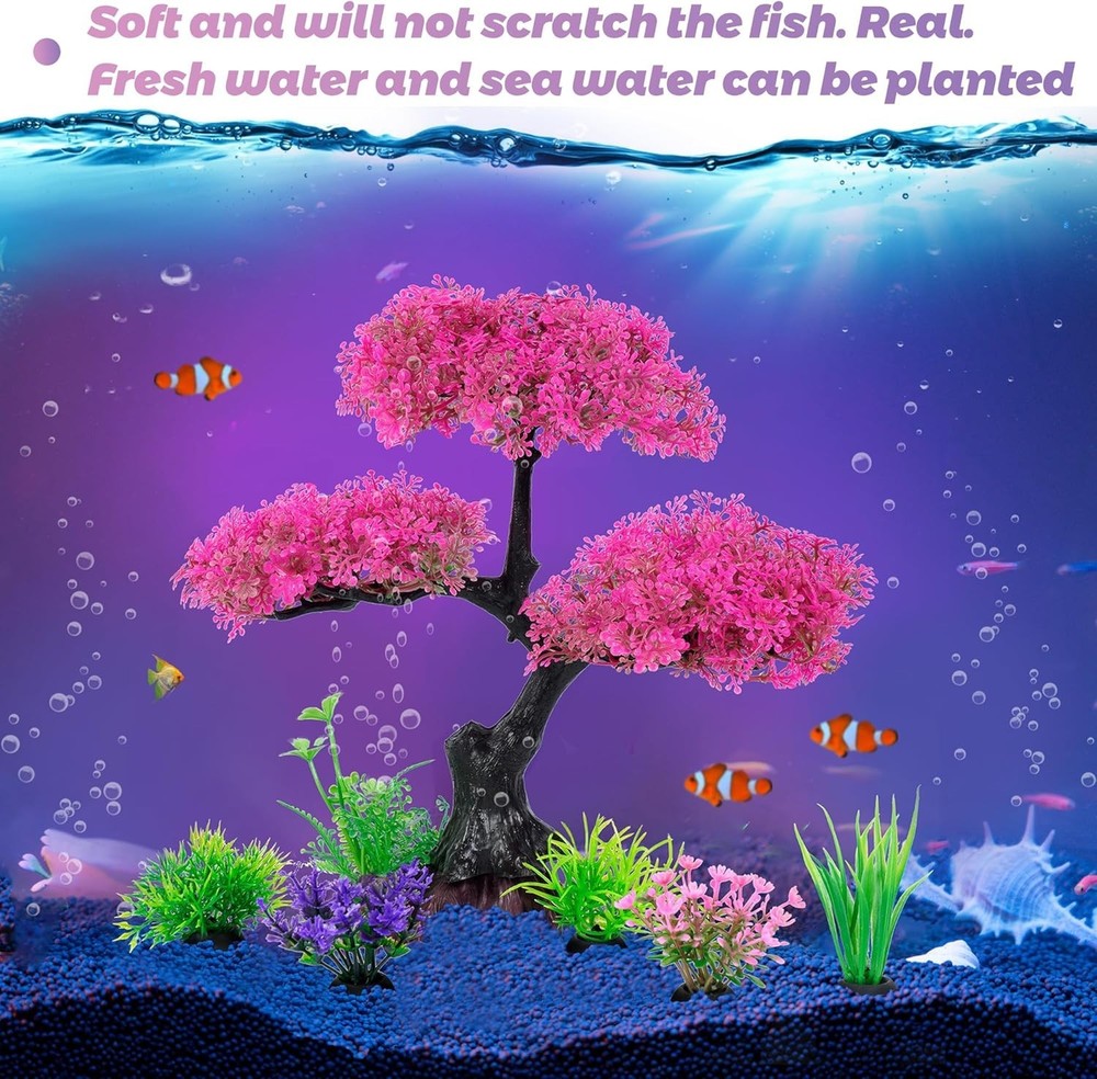 Artificial Cherry Blossom Aquarium Decorations - Safe, No Maintenance Required!