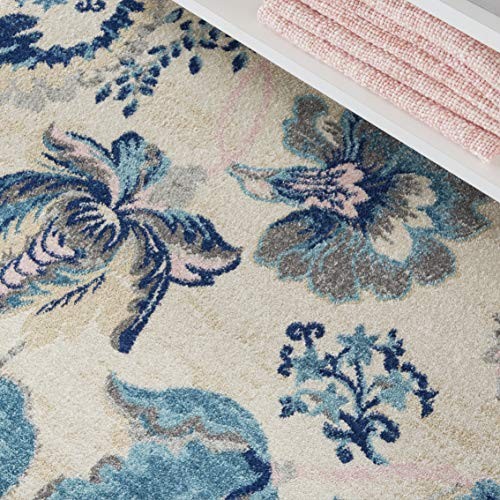 Home Tranquil TRA02, 4' x 6', Ivory/Light Blue