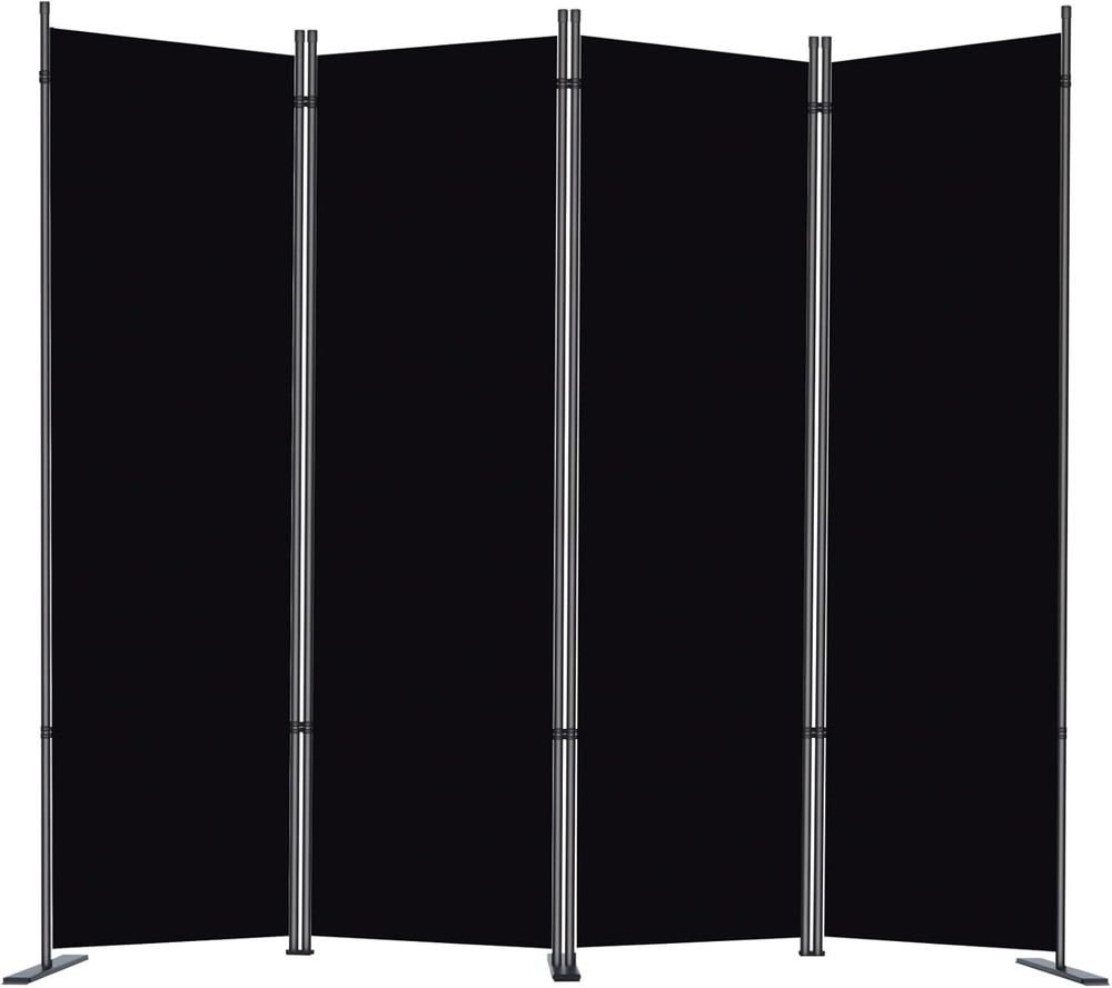 Room Divider Screen 4 Panel Portable Privacy Screen 6 FT Black Folding Partition
