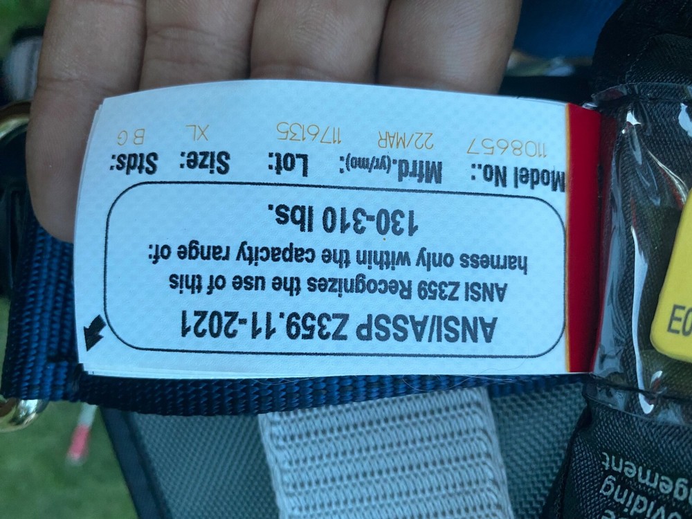 tower climbing harness xl