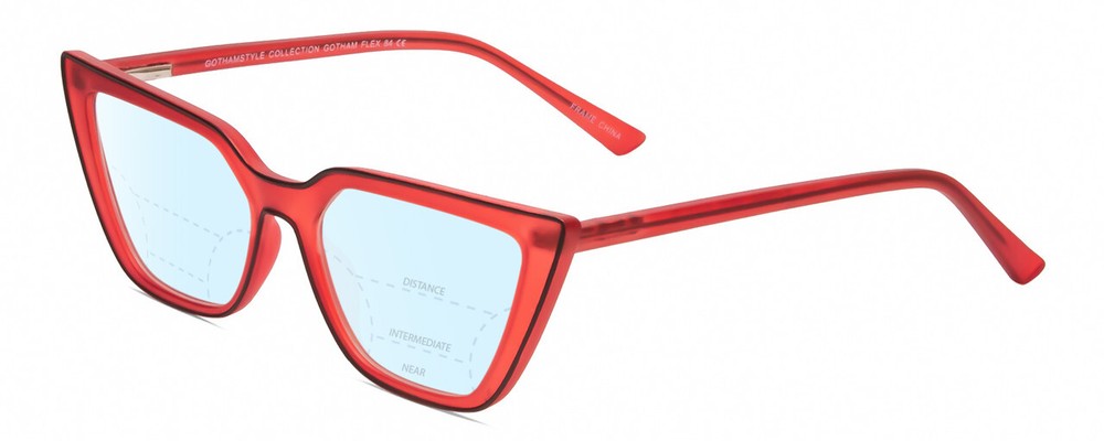Gotham Flex 84 Women's Multi-Focus Blue Light Blocking Glasses in Red Black 49mm