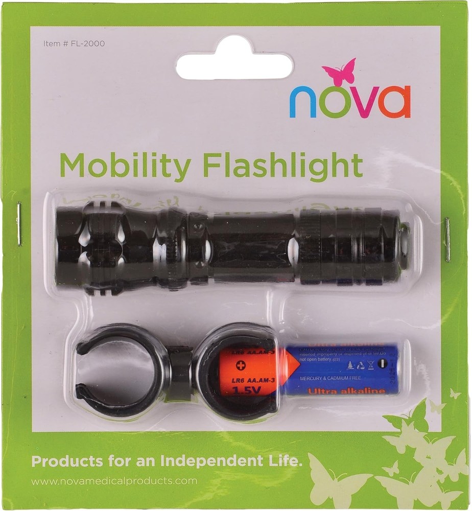 NOVA Flashlight for Canes, Walkers, Rollators, Strollers and Bikes, Comes with
