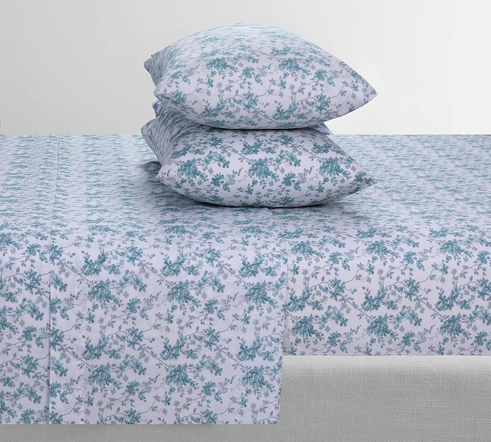 Feather & Stitch Softest 100% Cotton Sheets, 300 Thread Count Percale Weave Bedd