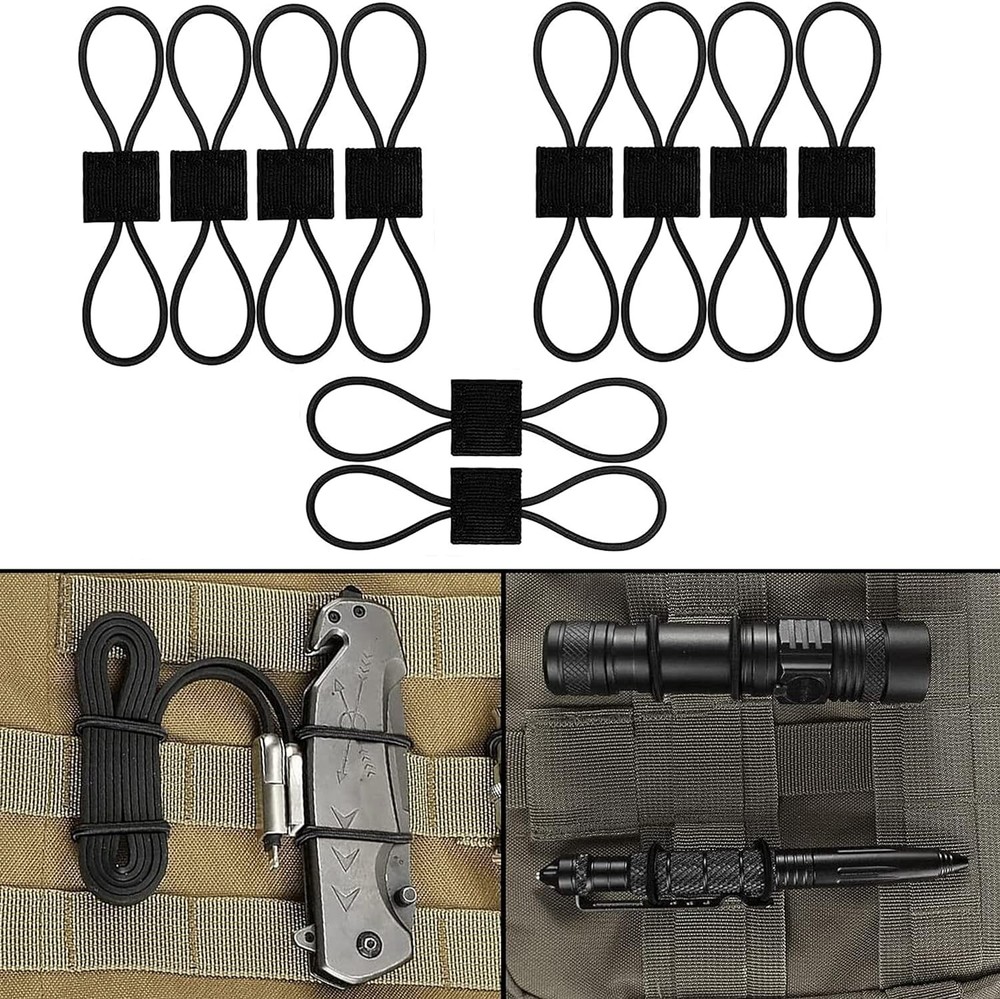 10Pcs Elastic PTT Retainer Tactical MOLLE Storage Strap Antennas Cable Organizer