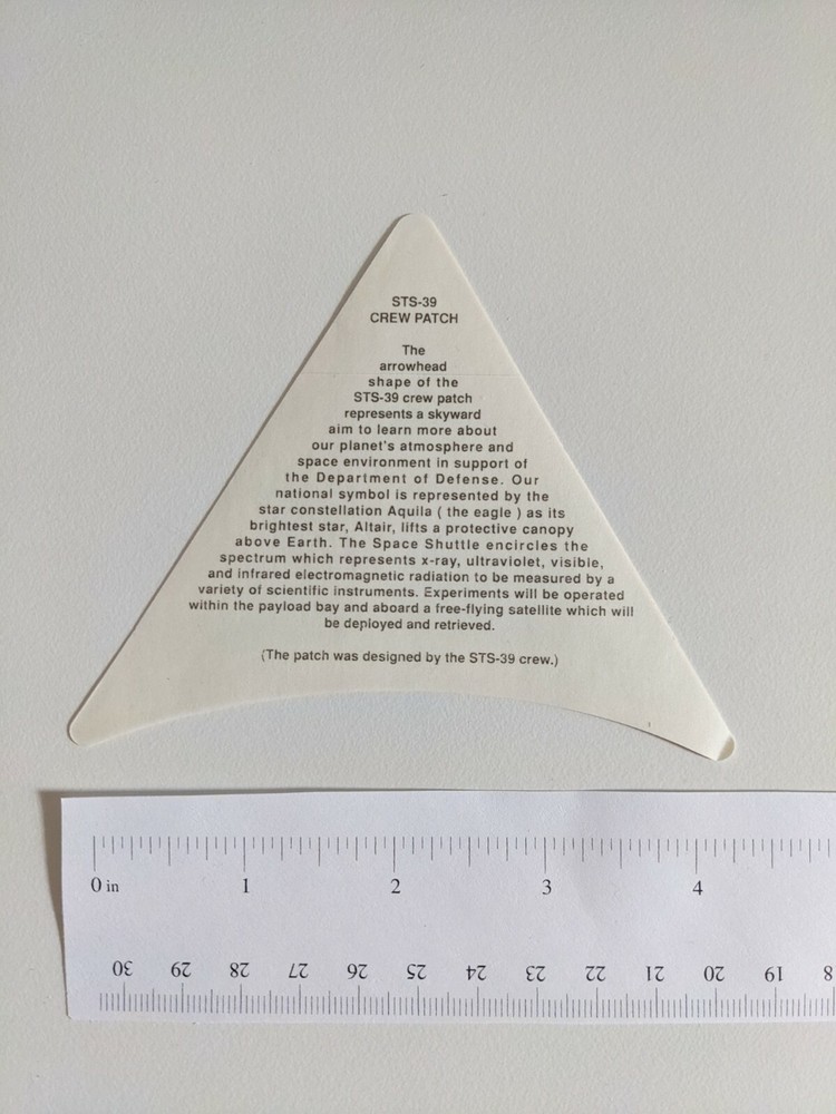 SPACE FLIGHT NASA STICKER DECAL STS-39 SPACE SHUTTLE