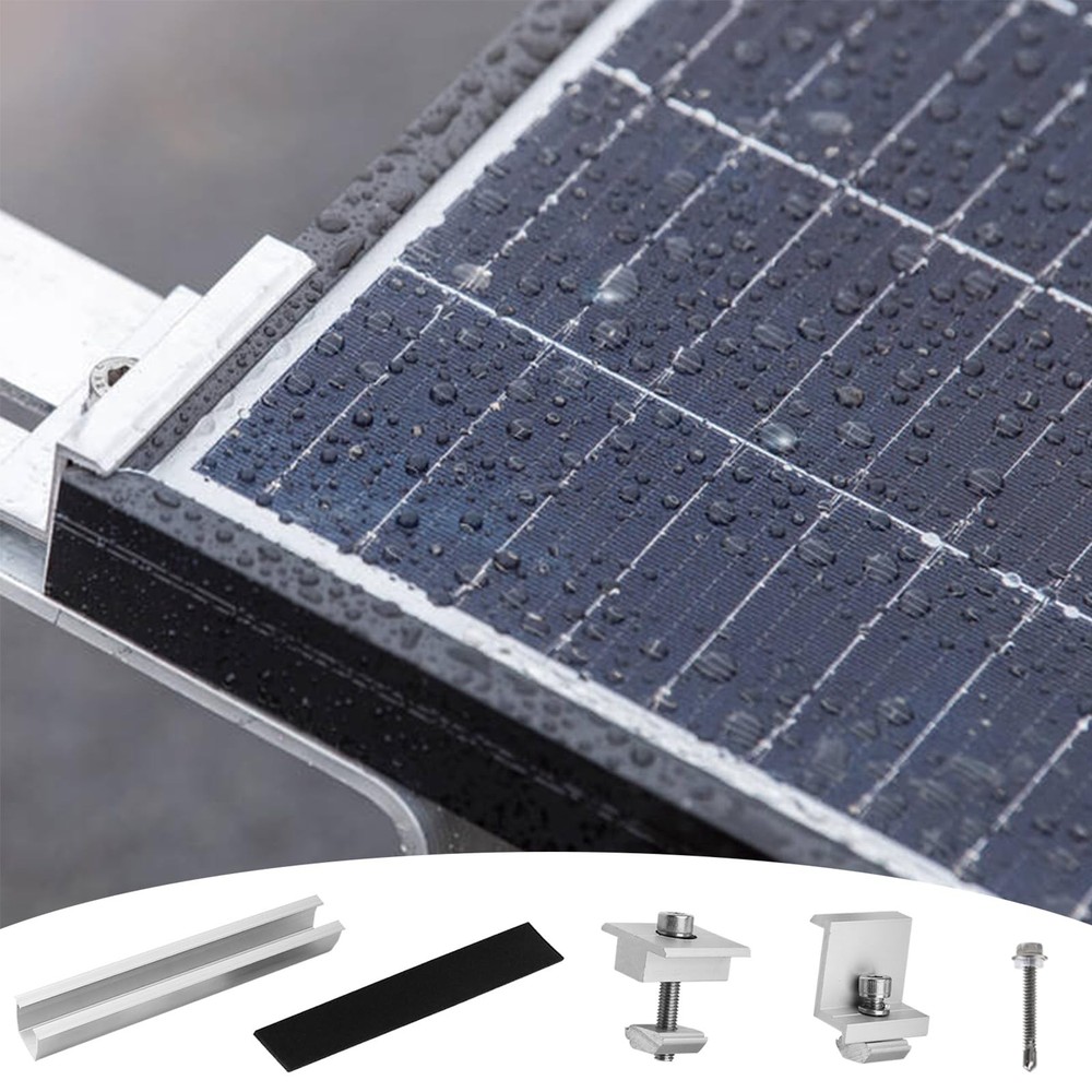 Solar Panel Bracket Kit, 12 Pcs Aluminium Mounting Rail 120mm, Solar Panel Mo...