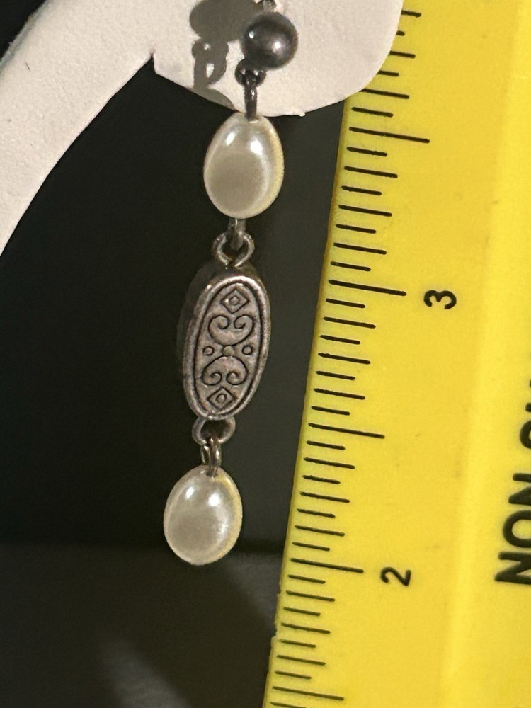 Brighton Discontinued Pearl Silver Dangle Earrings