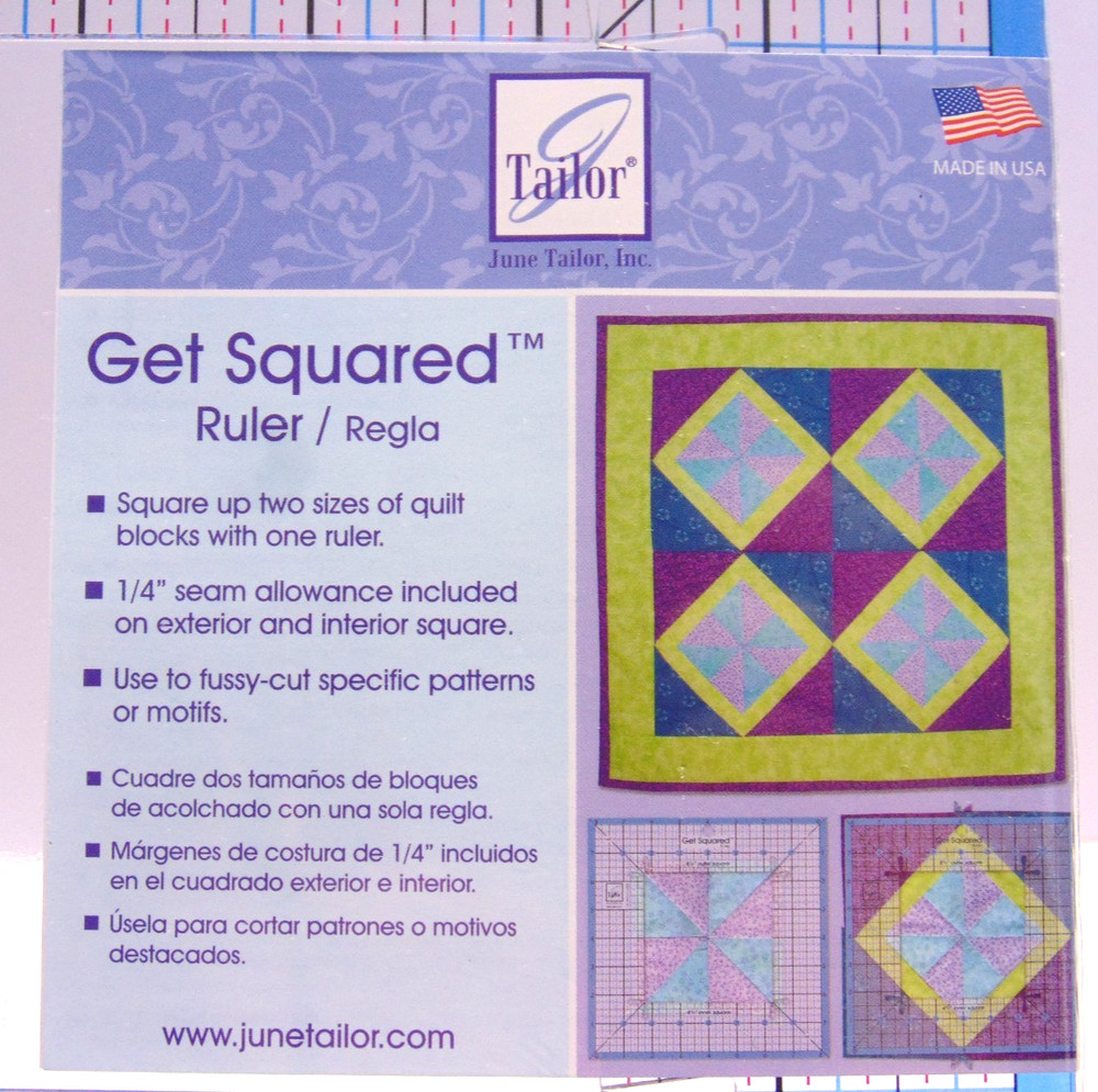 2pc New June Tailor Simple Circles Template & 8.5" Get Squared Ruler