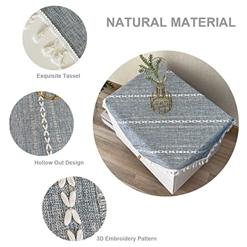 Rustic Bedside Square Small Tablecloth Striped 24" x 24" (Square) Blue