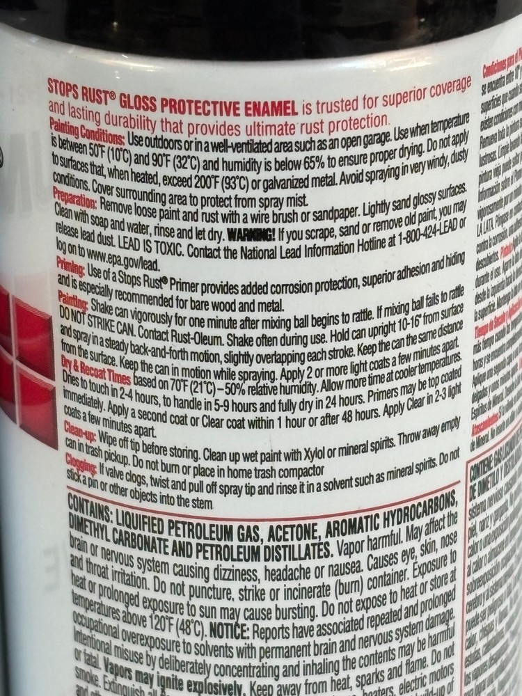 (2) RUSTOLEUM 7779830 GLOSS BLACK PROTECTIVE ENAMEL STOPS RUST SUPERIOR COVERAGE
