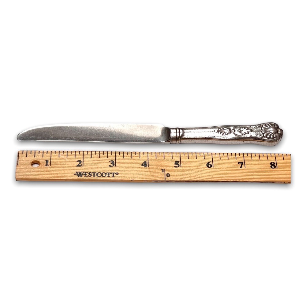Kings Silver Plate Dinner Knife Flatware Glossy Shell Tip 8 3/8