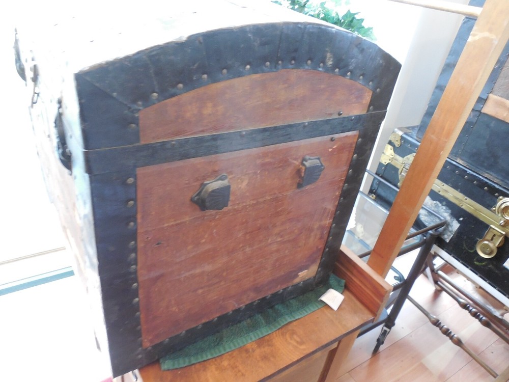 Antique Domed Wood Trunk w/ Removable Insert