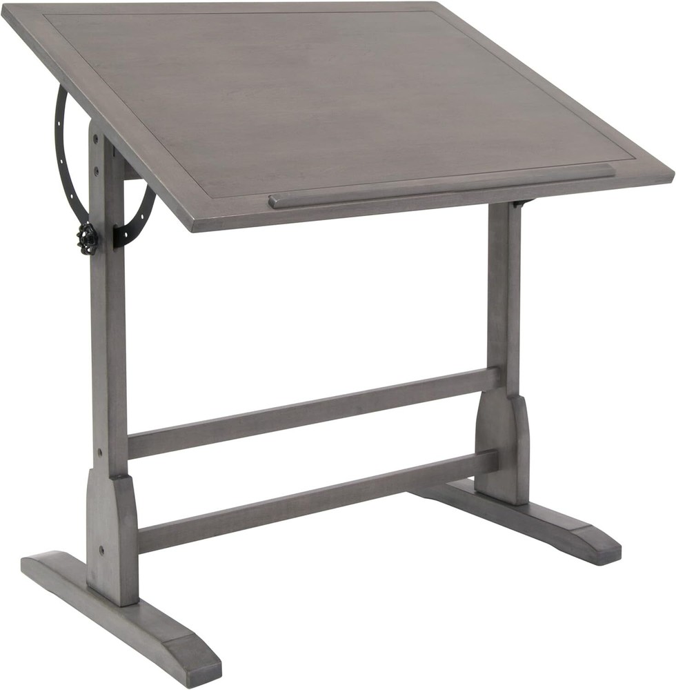 Vintage Drafting Table Antique Design Solid Wood Angle Adjustable Rustic Oak