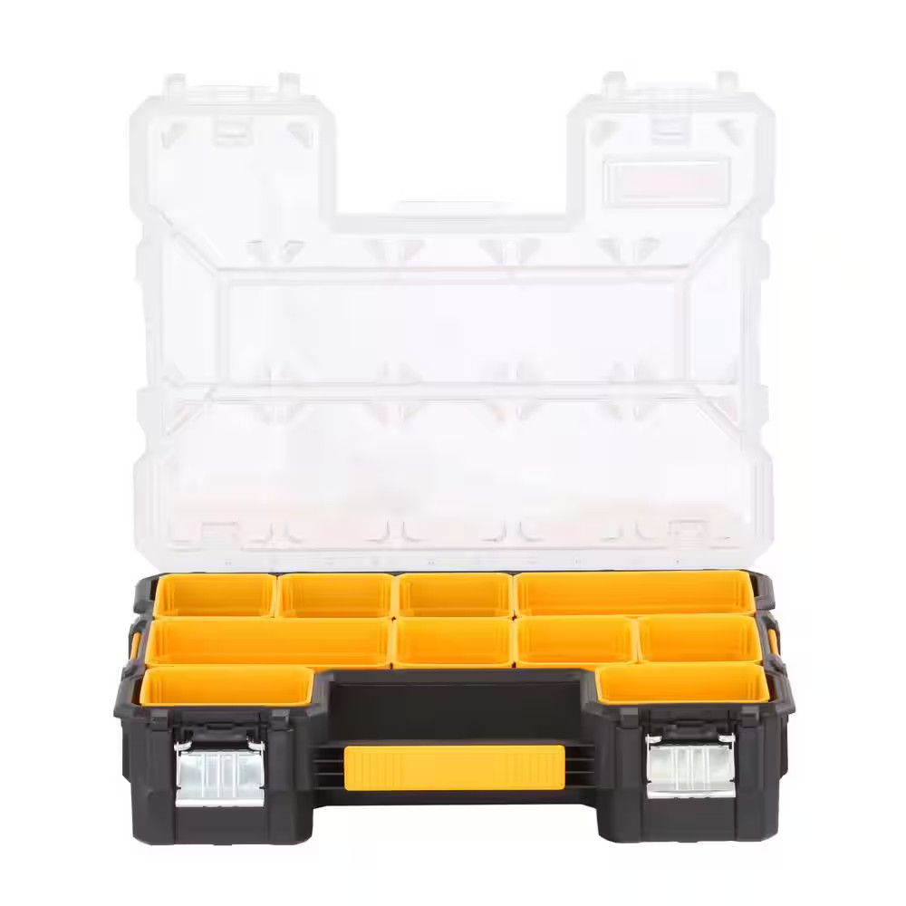 deep 10-compartment small parts hardware organizer box tool transparent lid