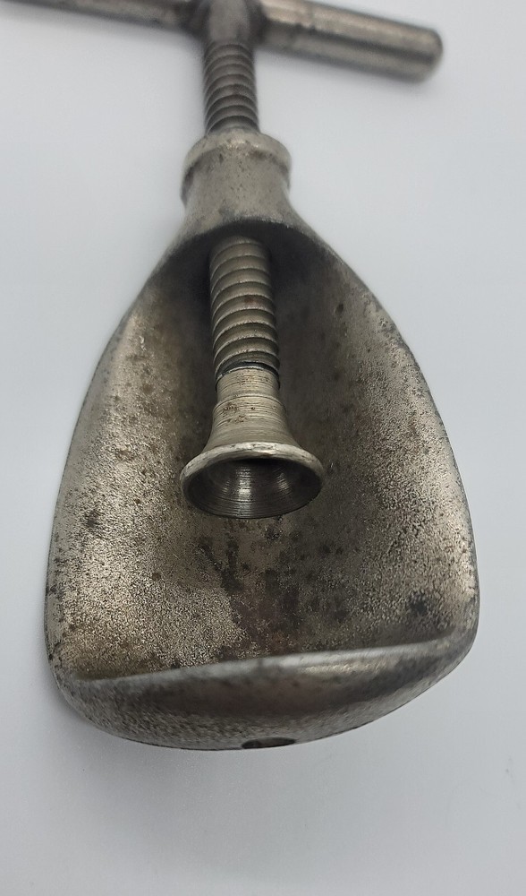 Antique Heavy Metal Nutcracker - Screw Twist, Solid Turn Handle, Nuts Thread, 6"