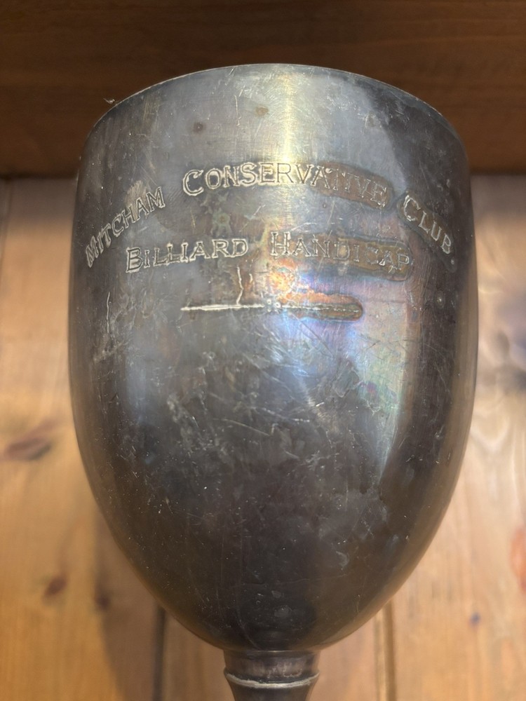 Medium/Large Billiard silver plate trophy, trophies