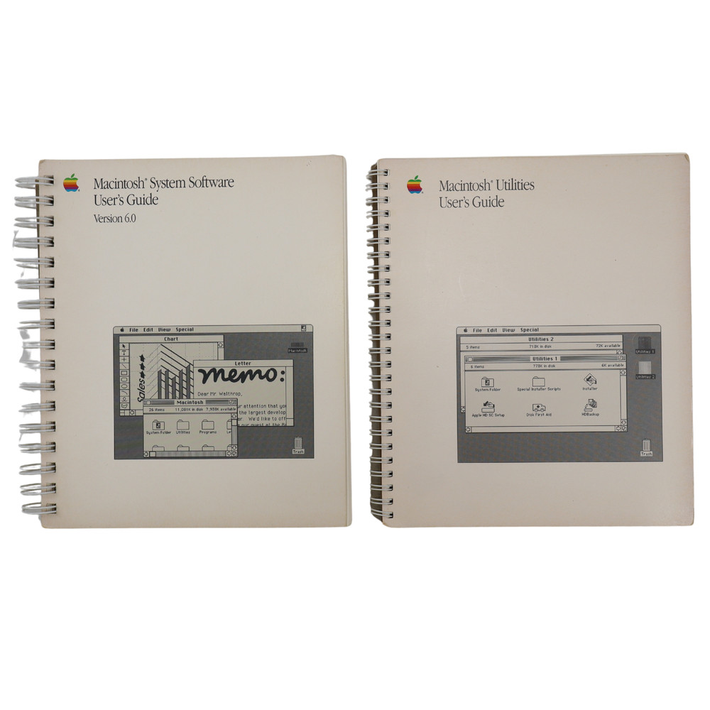 Vintage 1988 Lot Macintosh Utilities User's Guide & System Software User's Guide