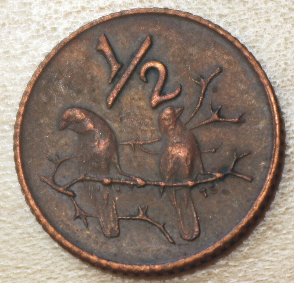1970 South Africa 1/2 Cent Cape Sparrows