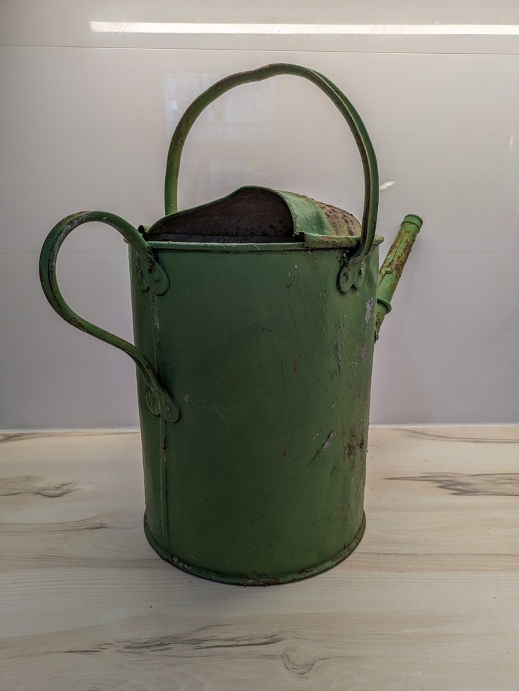 Vintage Green Rustic Metal Watering Can