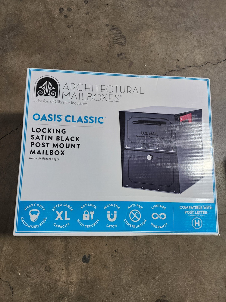 Architectural Mailboxes Oasis Classic Locking Post Mount Mailbox Satin Black