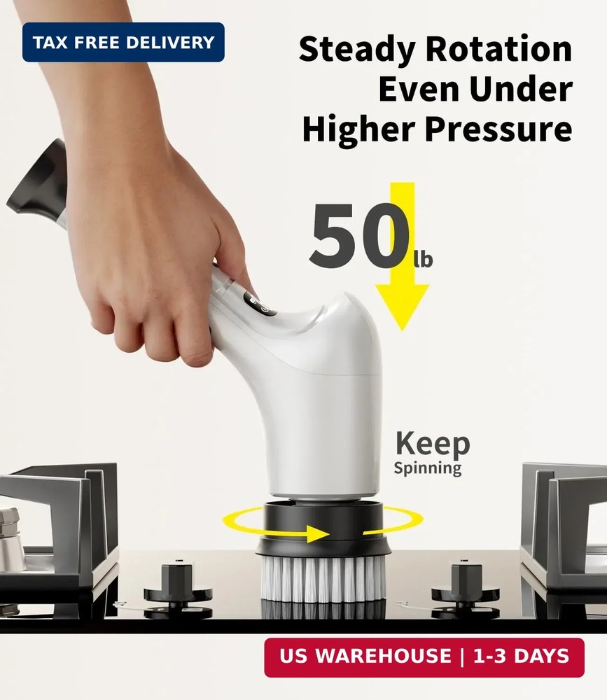 Electric Spin Scrubber, Cordless Household Cleaning Brush with 6 Replaceable Hea