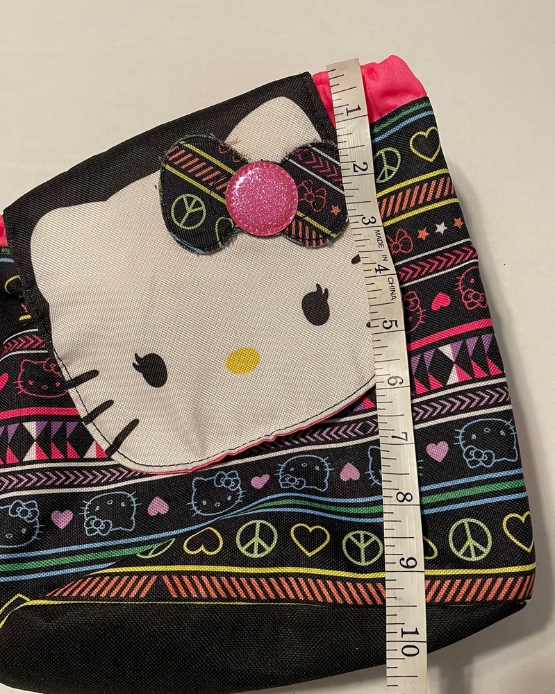 Hello Kitty Mini Backpack Pink Black Drawstring Adjustable Straps