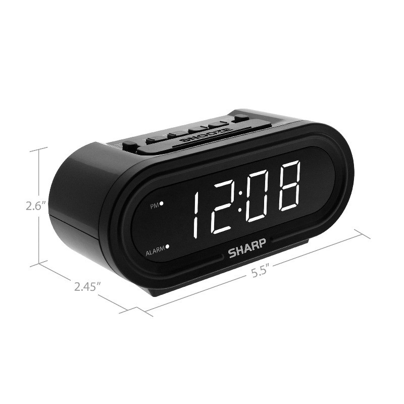 SHARP Digital Alarm Clock with AccuSet - Automatic Set, with White LED Display