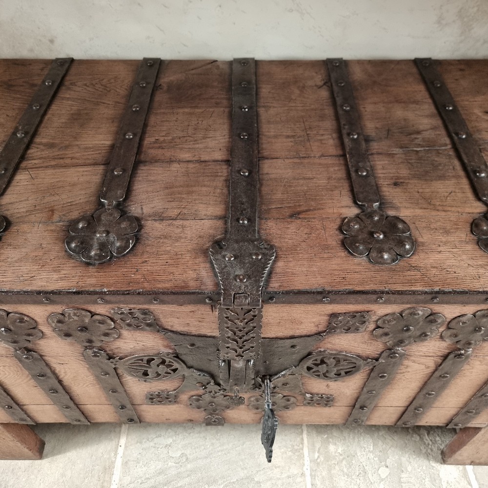 A 16th Century Iron Bound Coffer.