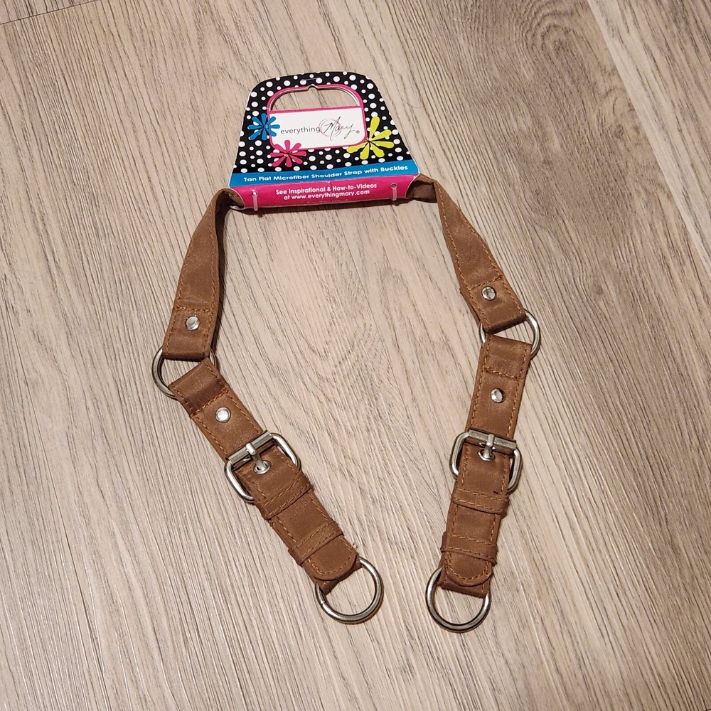 Everything Mary Tan Flat Microfiber Shoulder Strap Handle With Buckles 24" READ