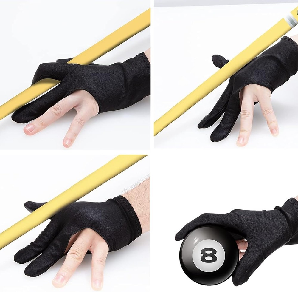 Universal 3-Finger Pool Billiards Glove 2-Pack Breathable Elastic Left Right