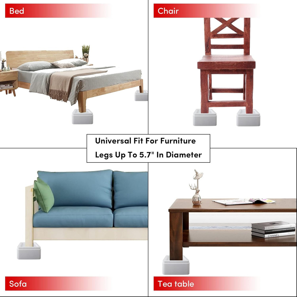 DEDU Oversized Bed Risers Heavy Duty Stackable 4 Pack, Furniture Risers for Sofa