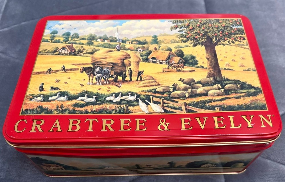 VTG Crabtree & Evenlyn Decorative Storage Tin 10.5” X 7” EMPTY