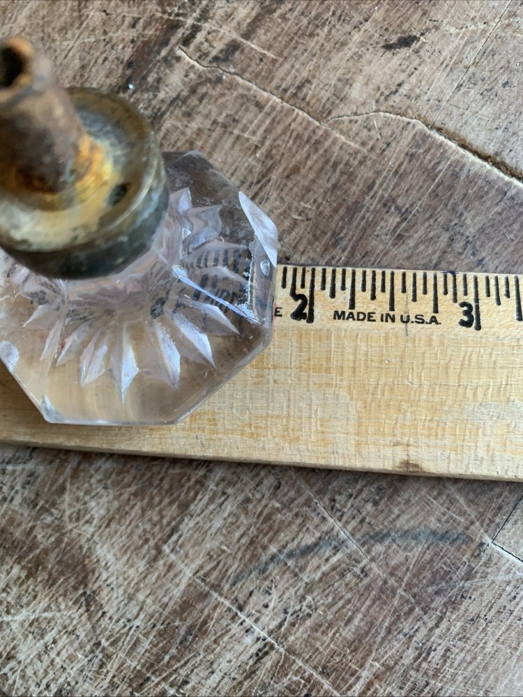 3 VINTAGE 1" 1-1/4" DEPRESSION HEXAGONAL CLEAR GLASS KNOBS & 1-3/4" OCTAGON PULL