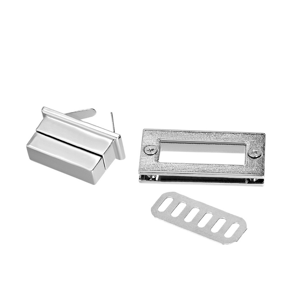 2 Sets Rectangular Purses Twist Lock 44mm x 22mm Clutches Closures Silver