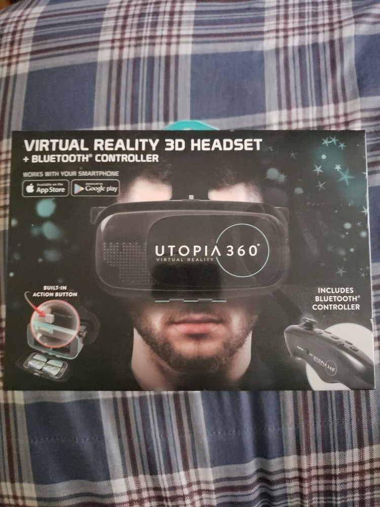 Brand New Sealed Utopia 360° Virtual Reality Headset w/ Bluetooth Controller