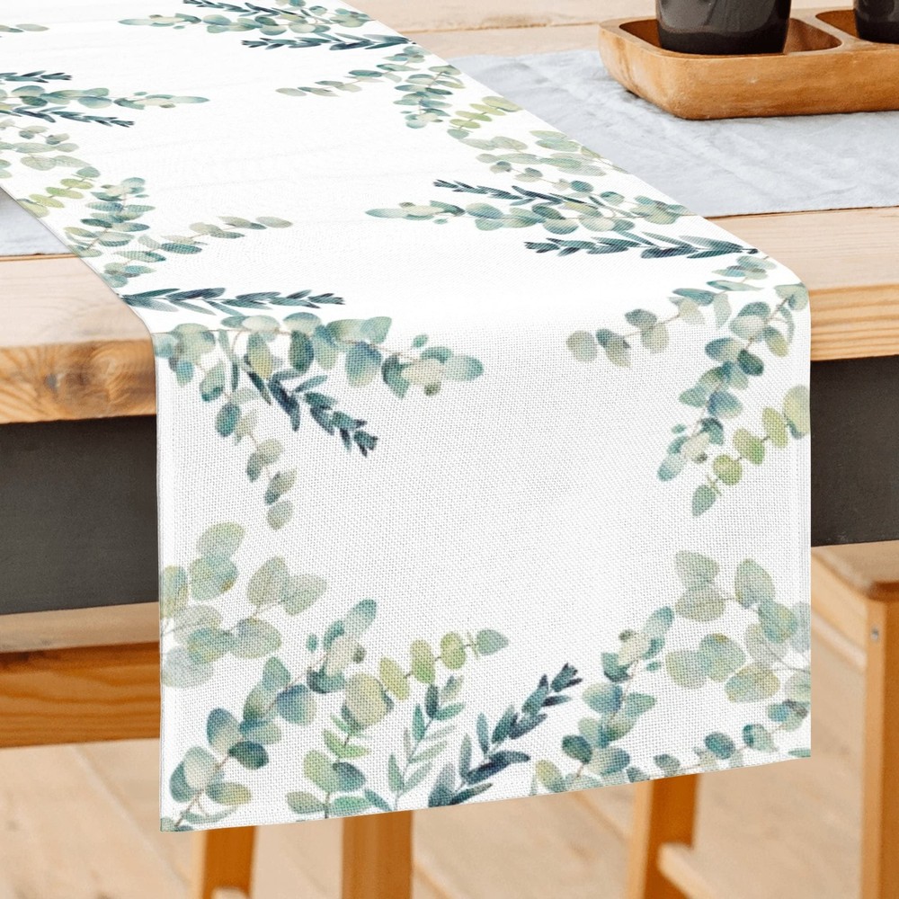 FJPT Eucalyptus Linen Table Runner 72 Inches Long,Summer Spring Table Runner Kit