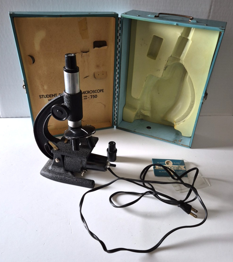 Vintage Porter Science Microcraft Student Research Series Microscope w/ Case