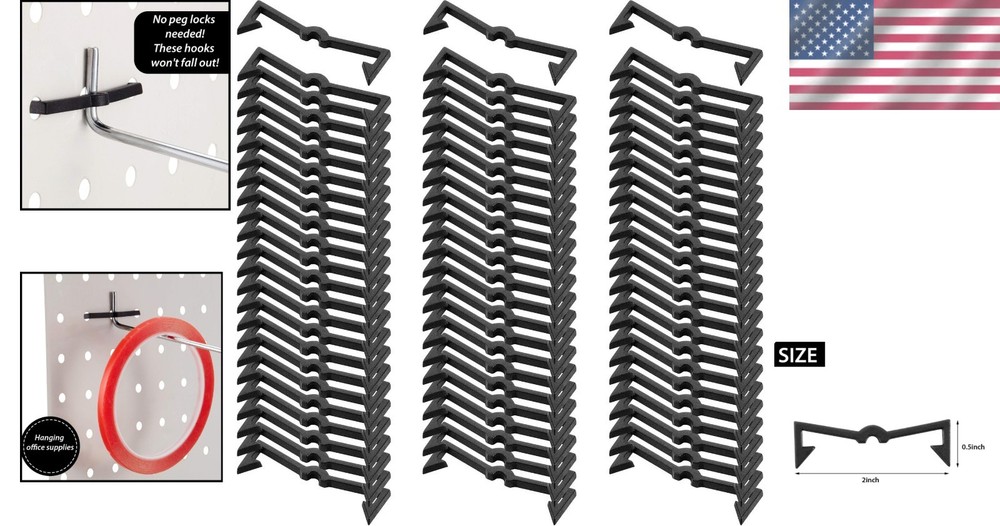 Modern Black Plastic Pegboard Hook Locks - Organize Tools & Crafts Effortlessly