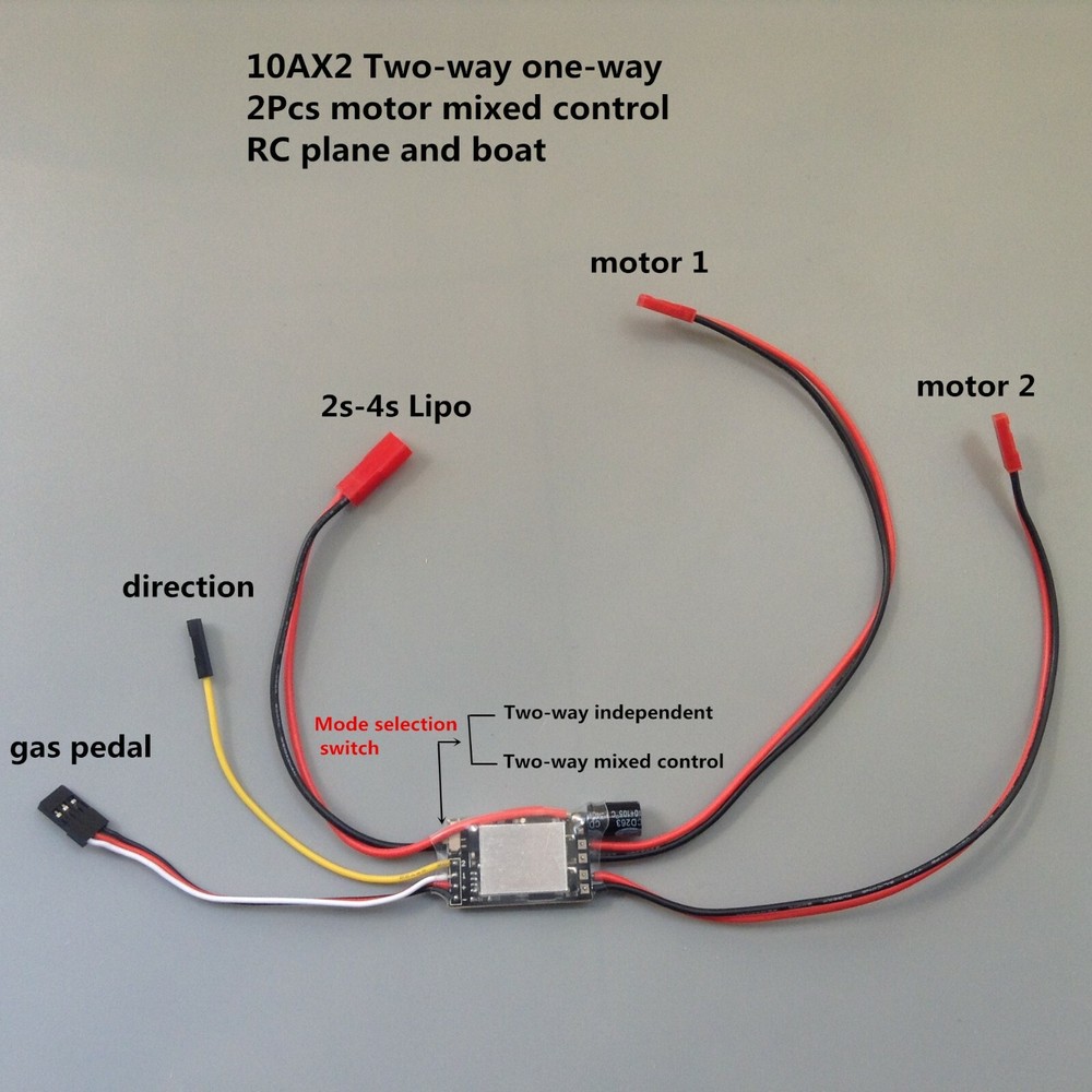 10Ax2 Brushed ESC one-way mixed control Speed Controller RC Boat plane 2s 3s 4s