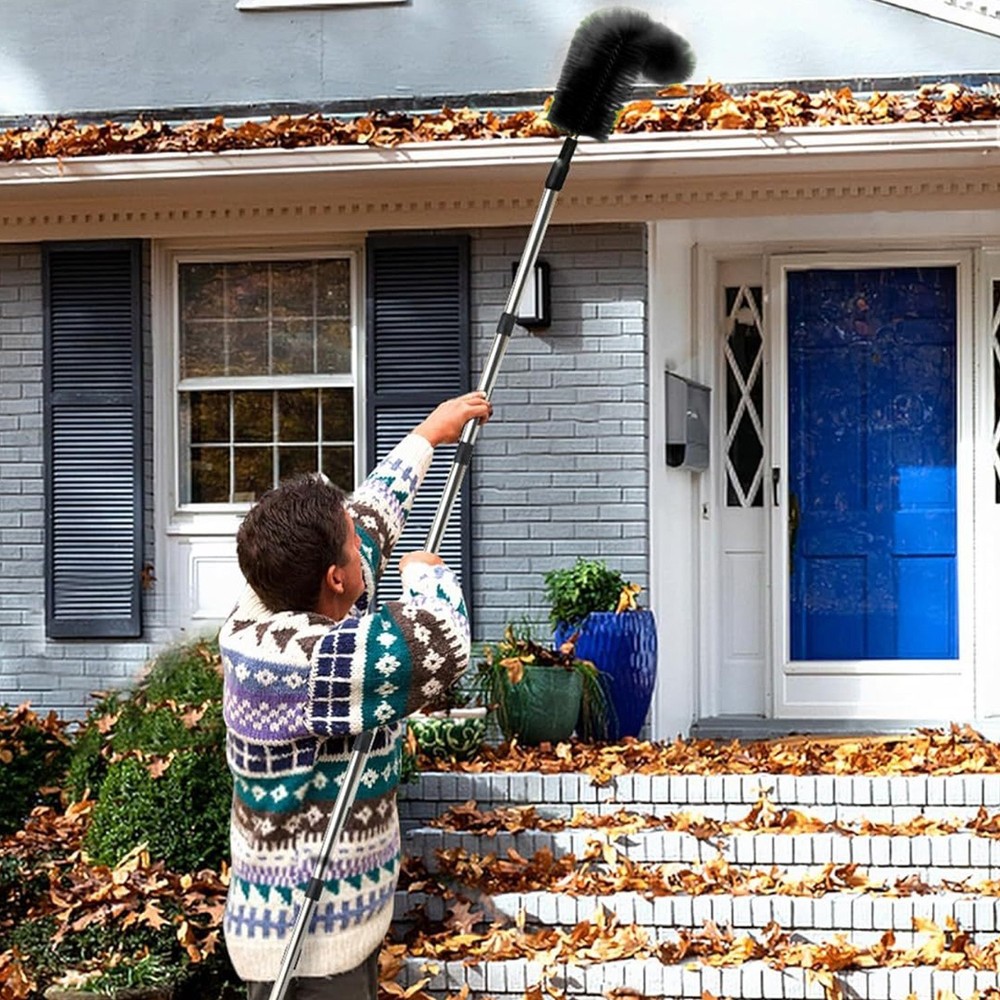 11.5FT Telescoping Gutter Cleaning Brush Tools Extendable Rain Gutter Cleaner