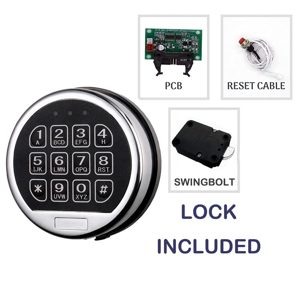 Gun Safe Lock Replacement with Swing Bolt Chrome Finish Electronic Safe Lock