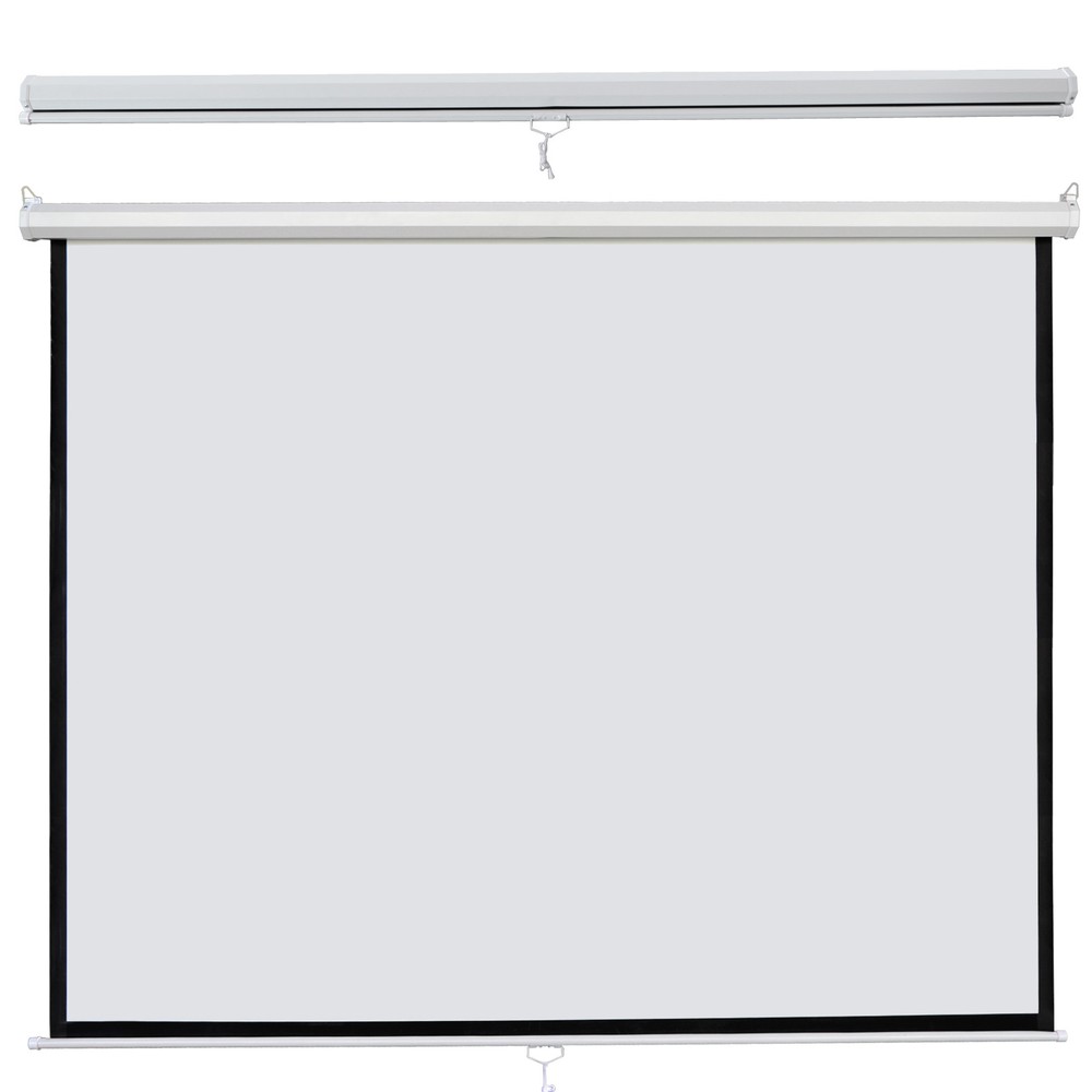 Manual Pull Down Projector Screen 84" X 84" 1:1 Format HD Home Theater