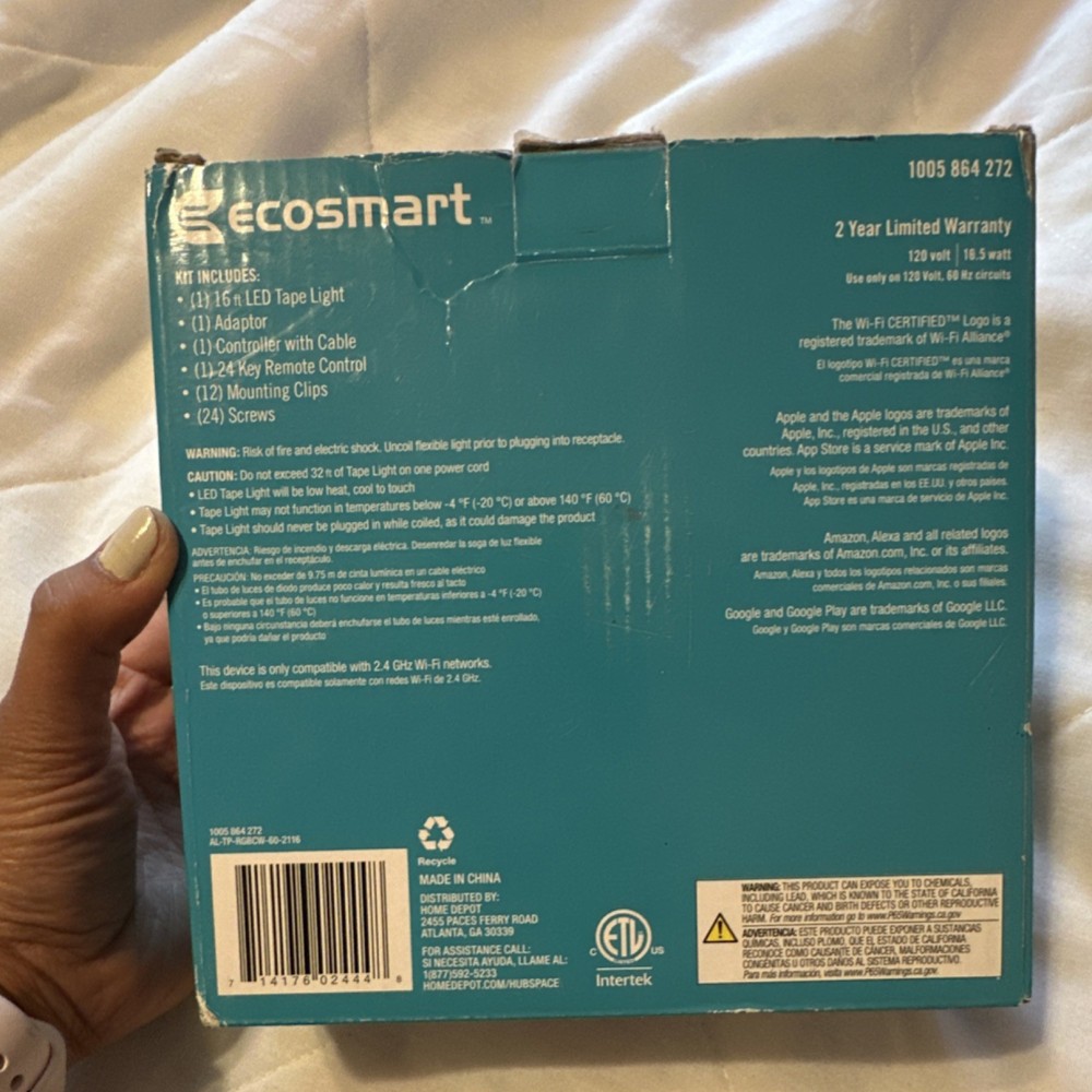EcoSmart Hubspace 16 ft LED Multicolor Light Strip Kit Wi-Fi Bluetooth
