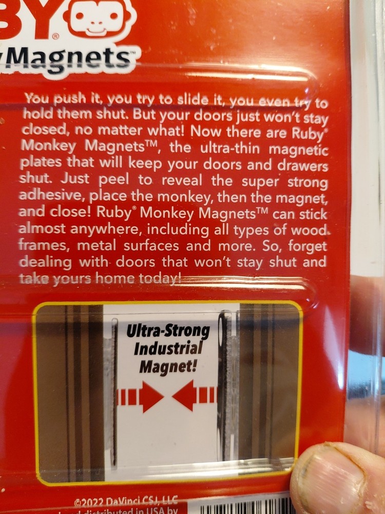 RUBY Monkey Magnets Ultra-Thin Magnetic Plates Keep It All Shut, AS-SEEN-ON-TV