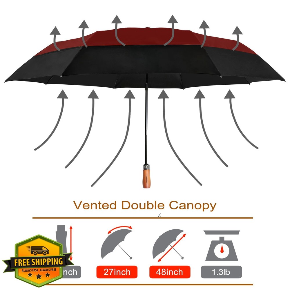 Lejorain Large Golf Umbrella Auto Open Close Vented Windproof Fold
