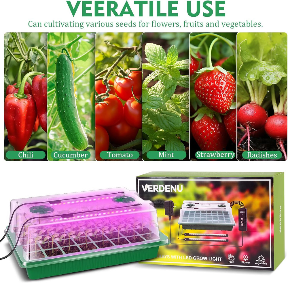Professional Seed Starter Kit with Grow Light, Humidity Dome, and Timer