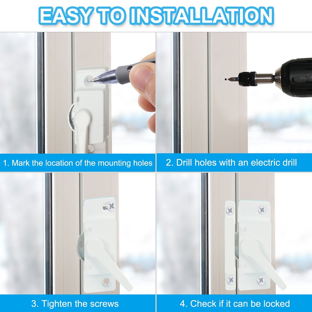 4pack Window Sash Locks Middle Hole Sliding Cam Sash Locks with Rectangle Keeper