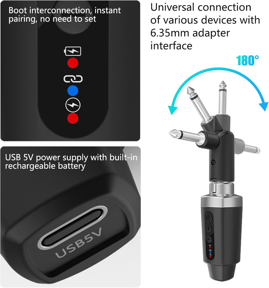 Wireless Microphone Transmitter Receiver 2.4Ghz, XLR Microphone Wireless System,